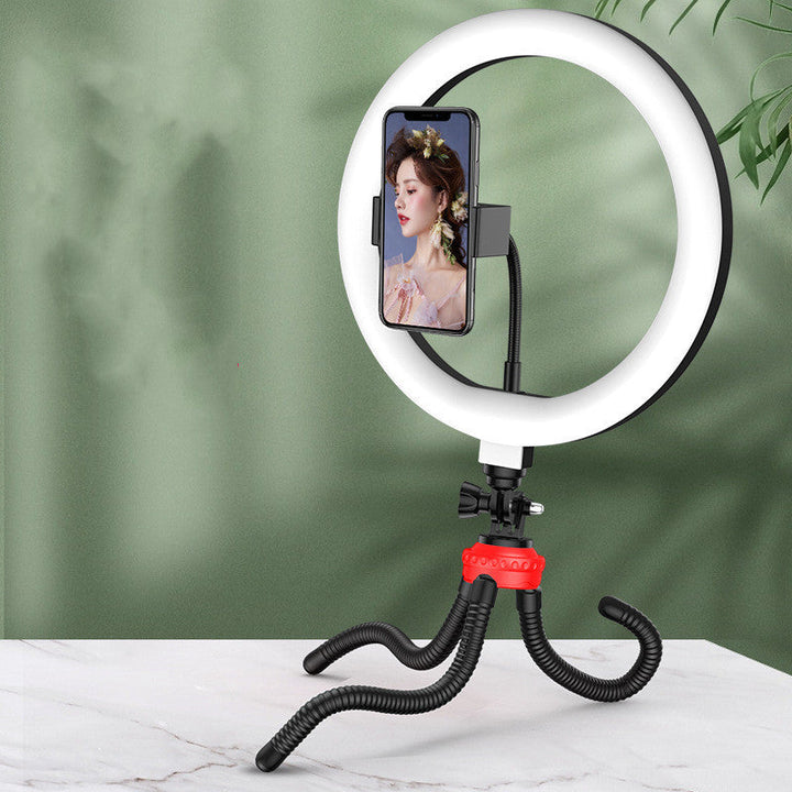 Illuminate Your Creativity with the Compatible with Apple Desktop Tripod 10 Inch LED Net Red Ring Light